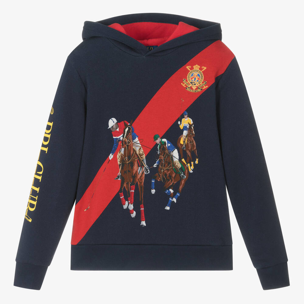 Ralph Lauren - Sweat à capuche bleu PRL Club | Childrensalon