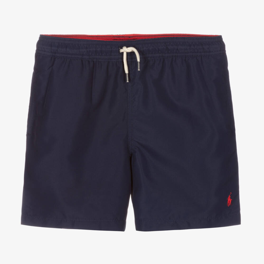 Ralph Lauren-Teen Boys Navy Blue Swim Shorts With Pony Logo | Childrensalon Outlet