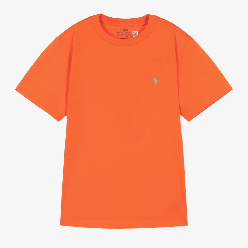 Ralph Lauren - Teen Boys Orange Cotton T-Shirt | Childrensalon