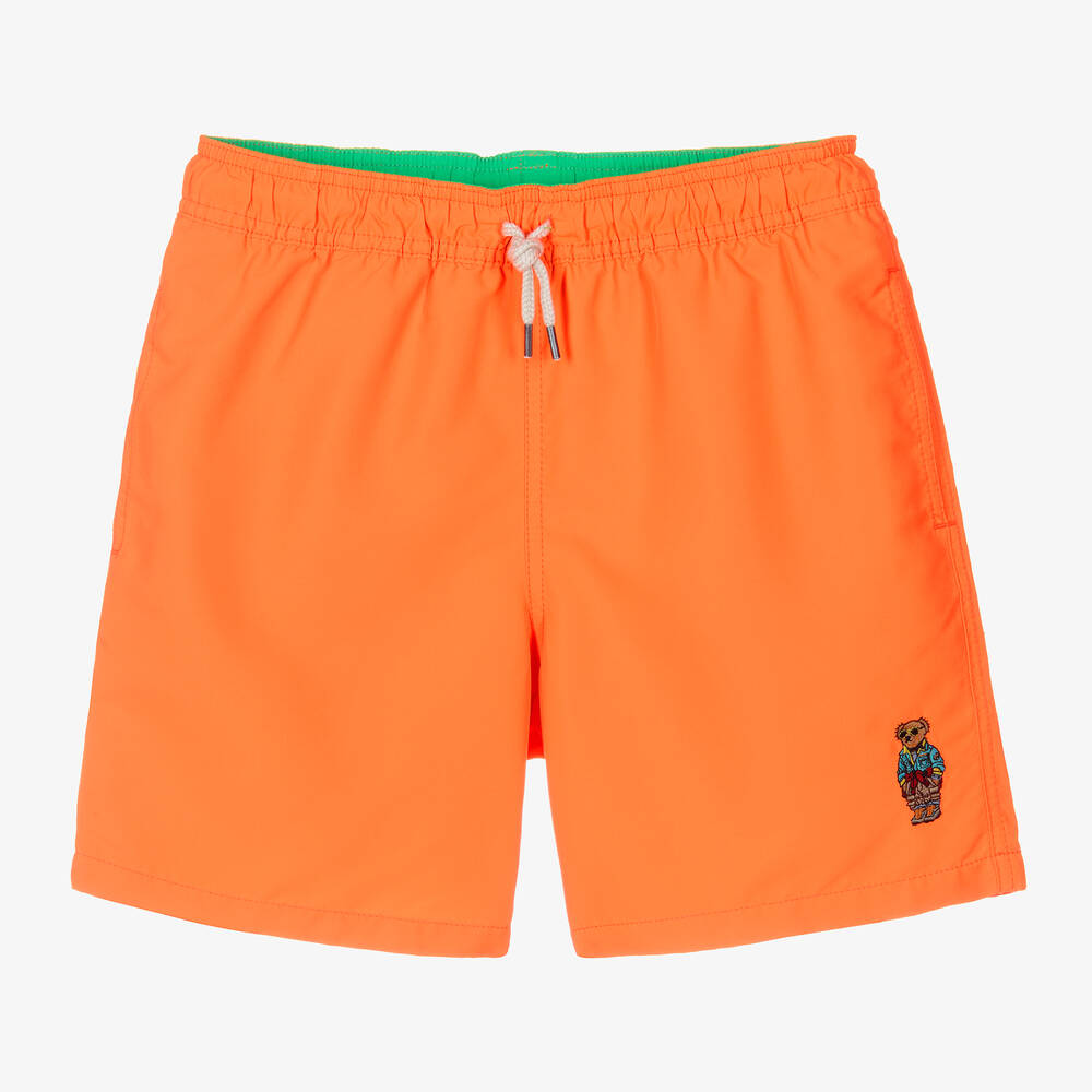 Polo Ralph Lauren - Teen Boys Orange Polo Bear Swim Shorts | Childrensalon