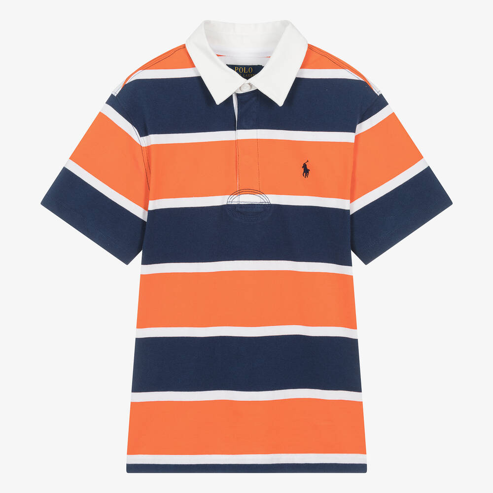 Ralph Lauren-Teen Boys Orange Stripe Rugby Shirt | Childrensalon Outlet