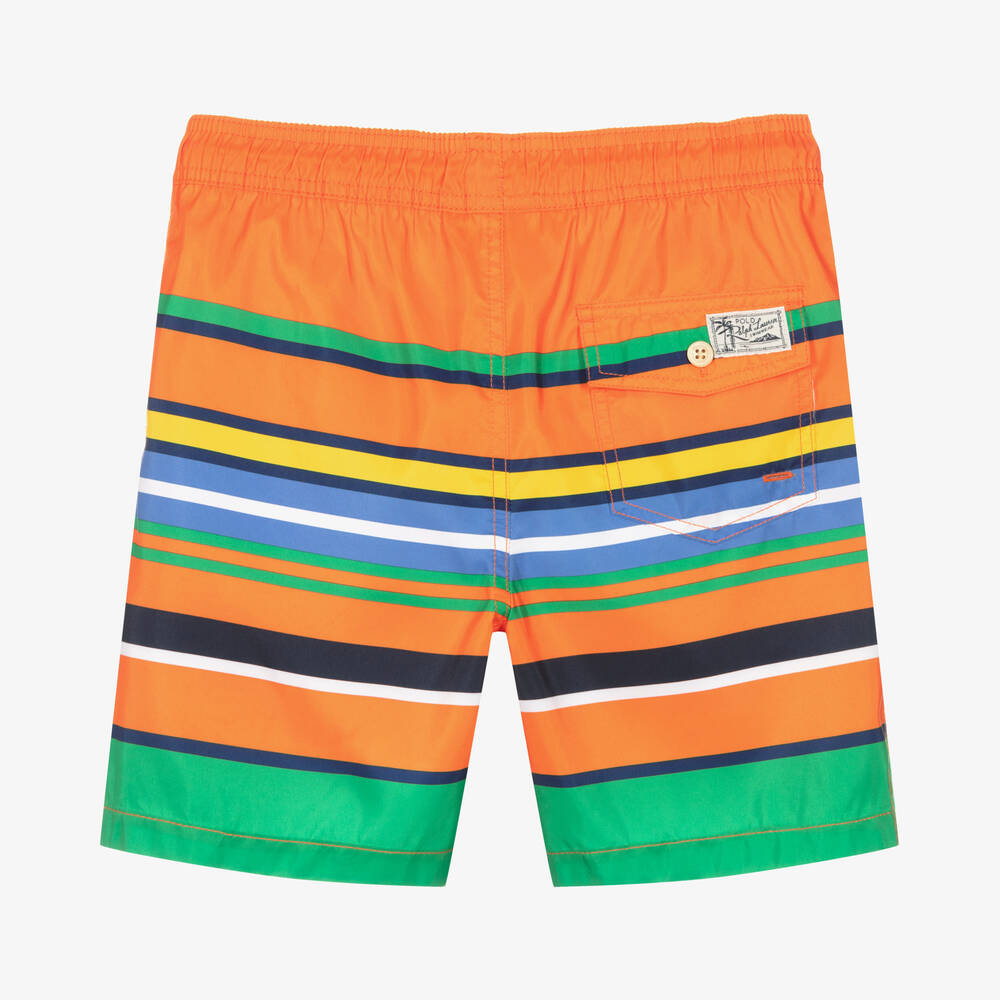 Polo Ralph Lauren-Teen Boys Orange Stripe Swim Shorts | Childrensalon Outlet