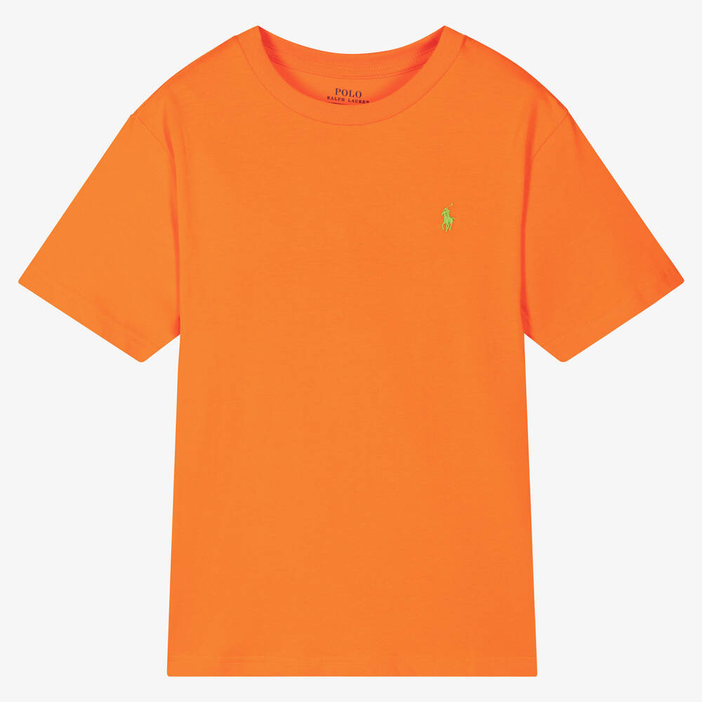 Polo Ralph Lauren - تيشيرت تينز ولادي قطن لون برتقالي | Childrensalon