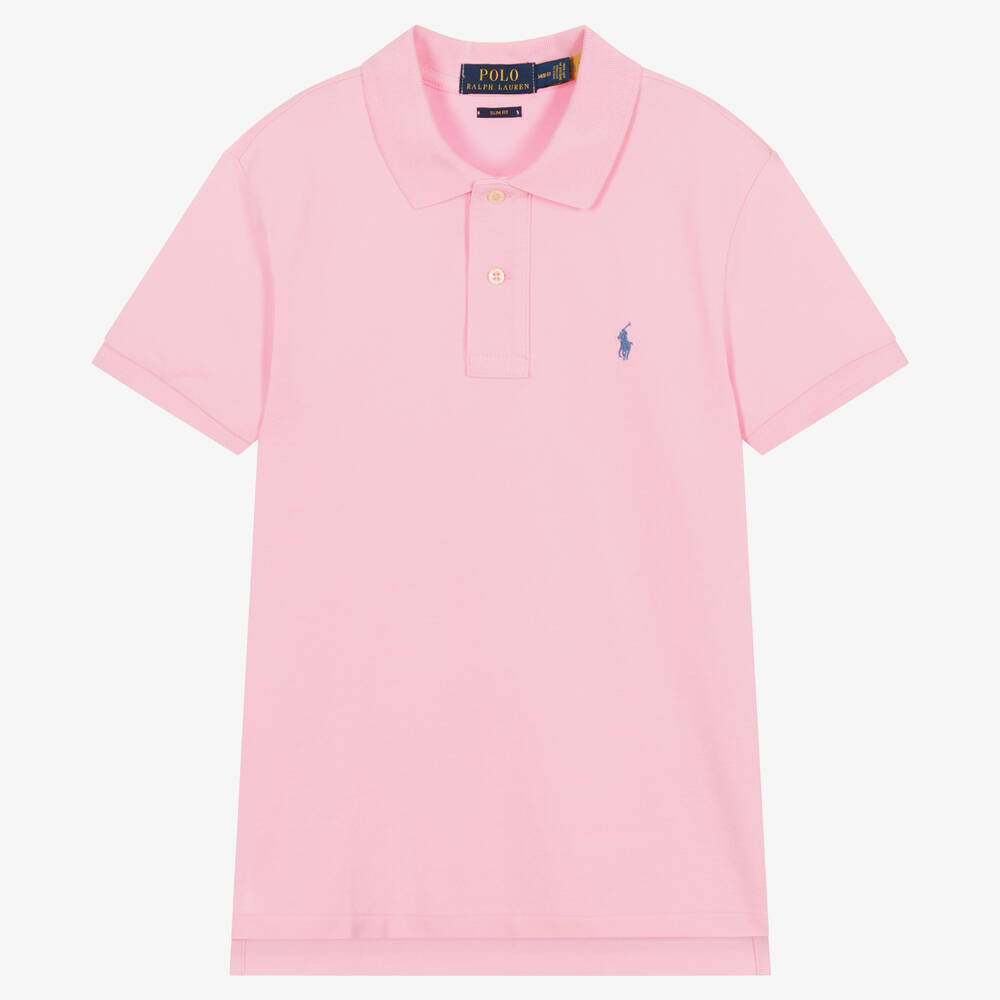 Polo Ralph Lauren - توب بولو تينز ولادي قطن بيكيه لون زهري | Childrensalon