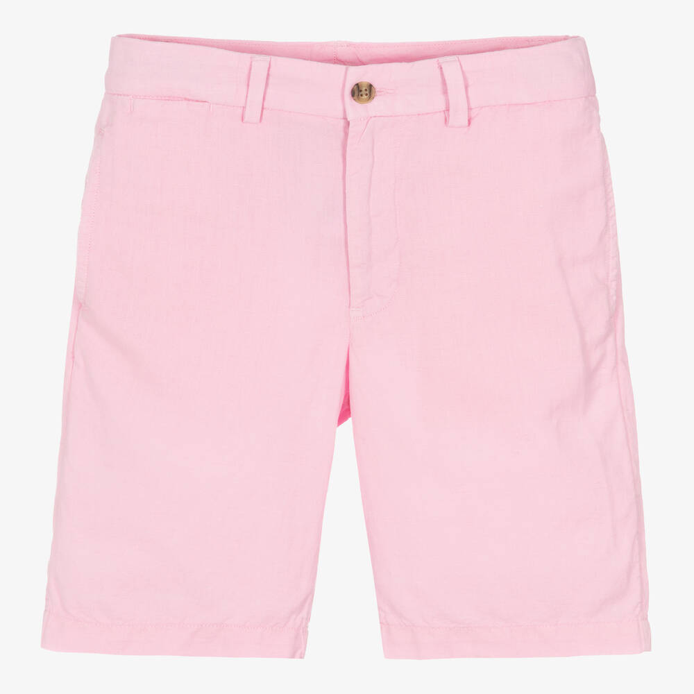 Ralph Lauren-Teen Boys Pink Linen & Cotton Shorts | Childrensalon Outlet