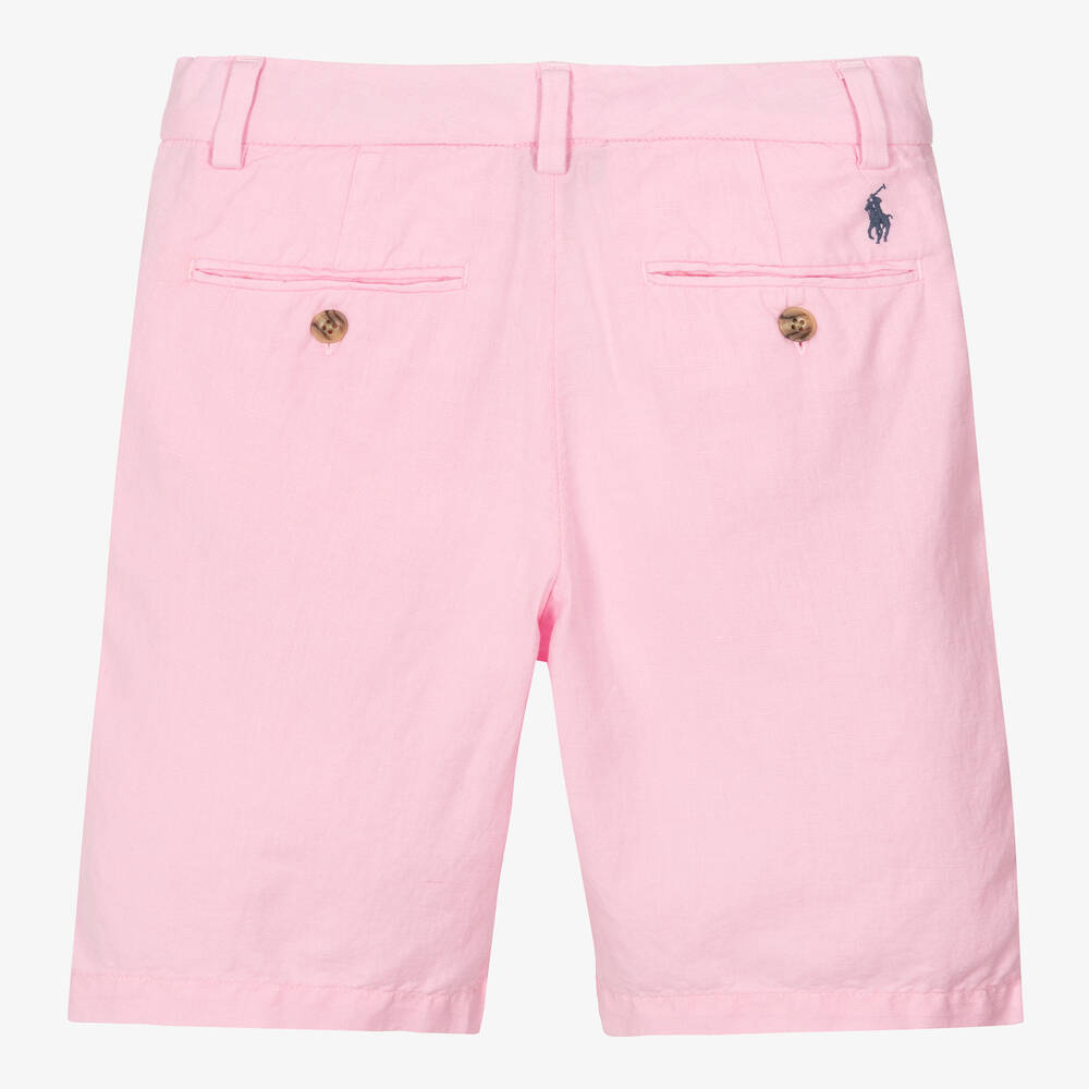 Ralph Lauren-Teen Boys Pink Linen & Cotton Shorts | Childrensalon Outlet