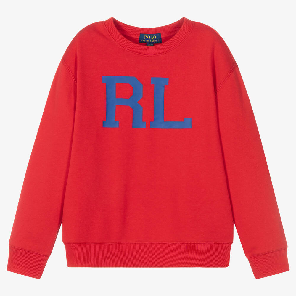Polo Ralph Lauren - سويتشيرت تينز ولادي قطن جيرسي لون أحمر | Childrensalon