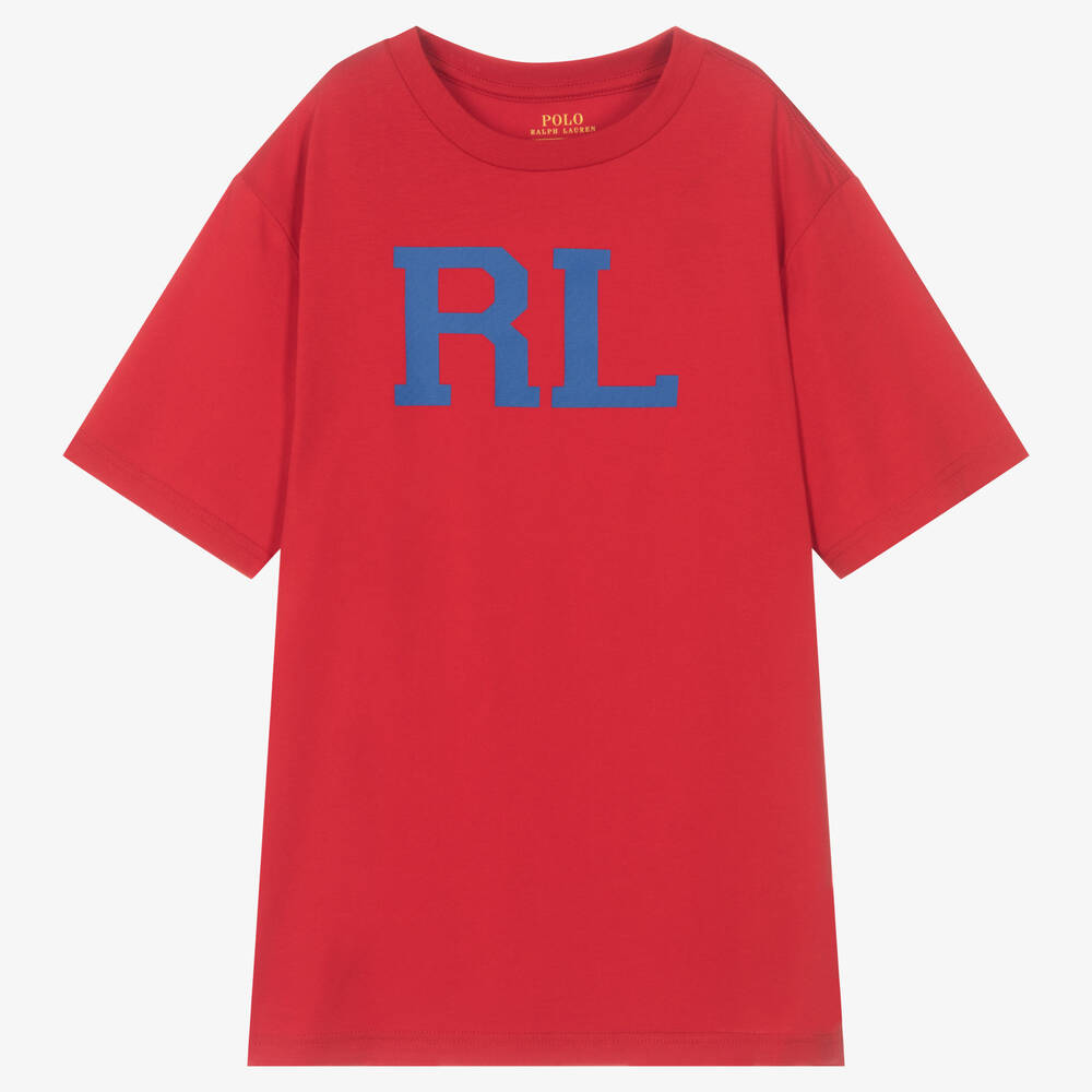 Polo Ralph Lauren - تيشيرت تينز ولادي قطن لون أحمر | Childrensalon