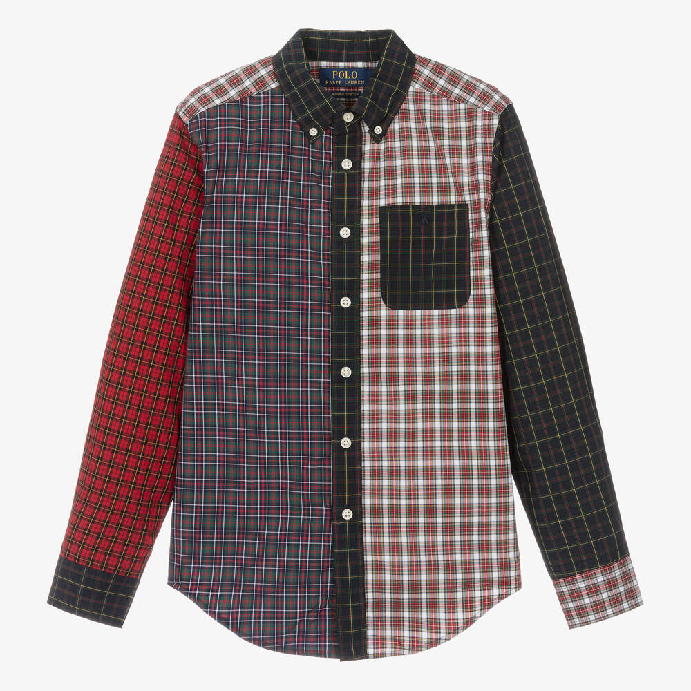 Ralph Lauren - Teen Boys Red & Navy Blue Plaid Shirt | Childrensalon