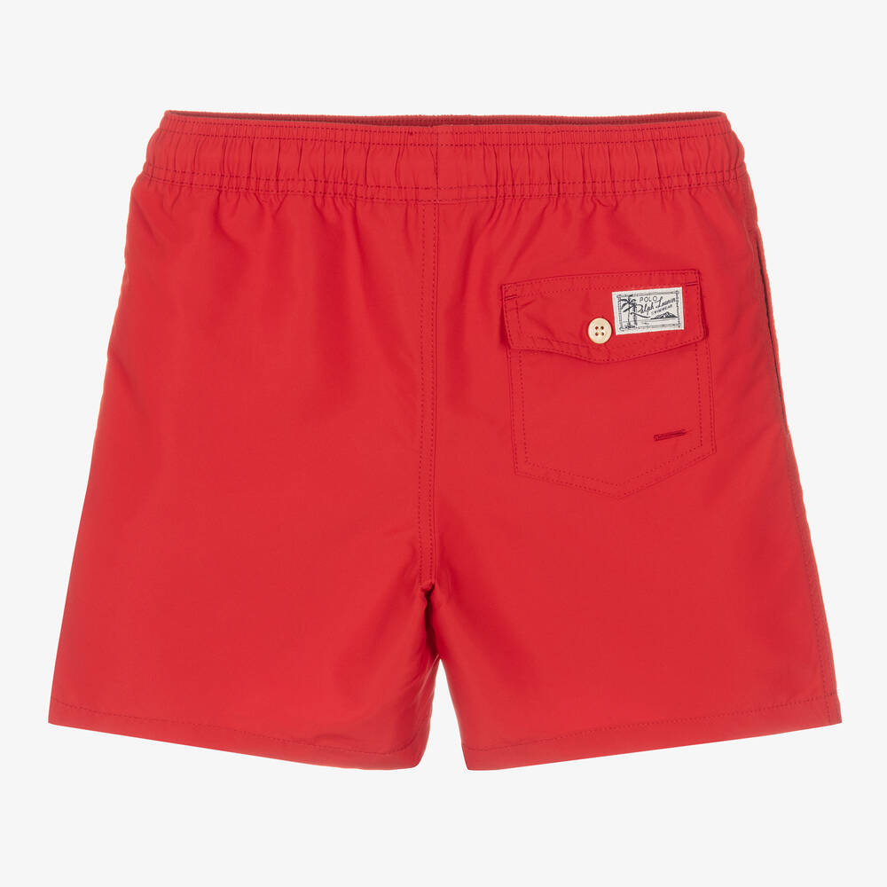 Ralph Lauren Teen Boys Red Polo Bear Swim Shorts