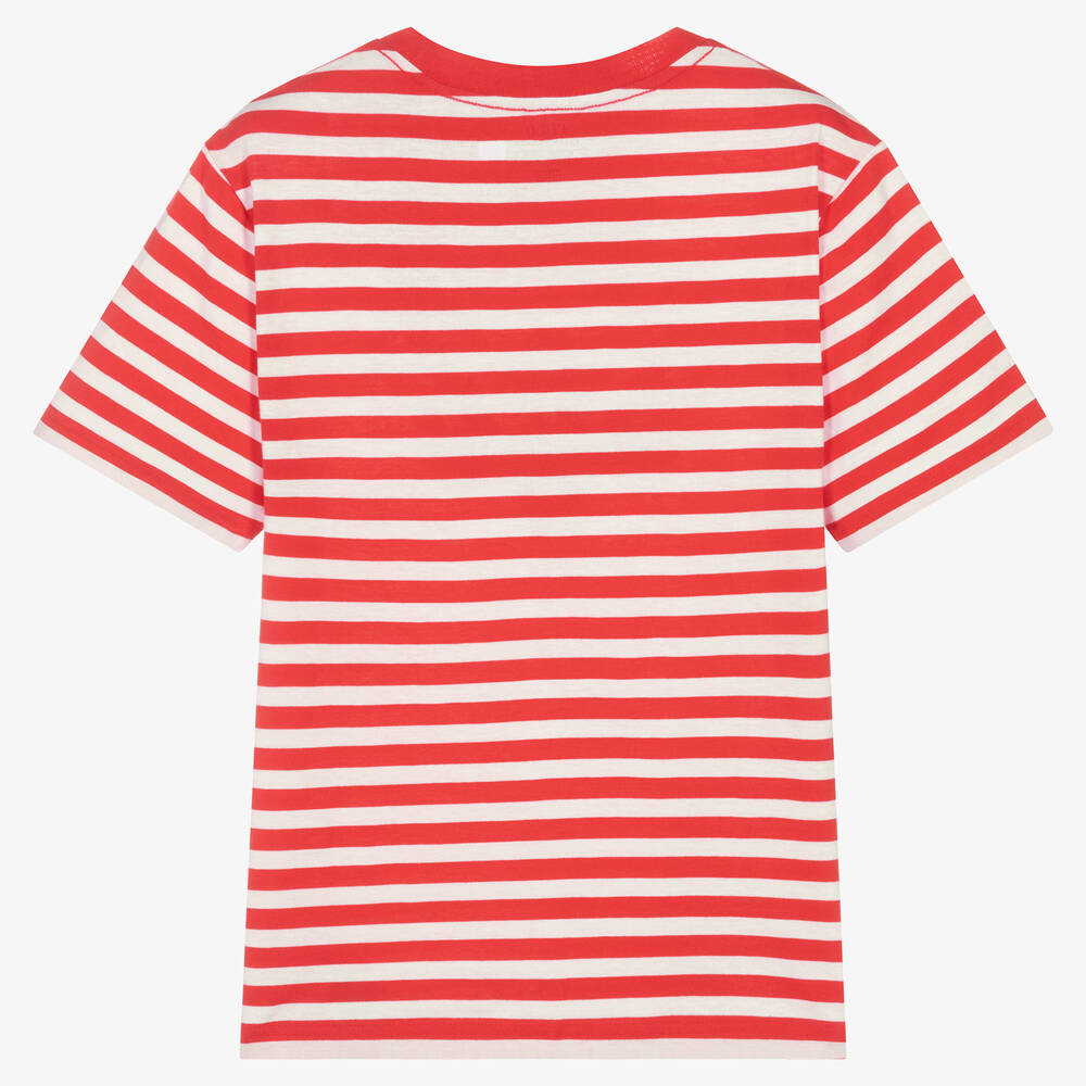 Ralph Lauren-Teen Boys Red Striped Cotton Logo T-Shirt | Childrensalon Outlet