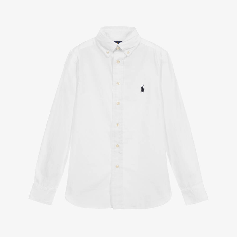 Polo Ralph Lauren-Teen Boys White Cotton Logo Shirt | Childrensalon Outlet
