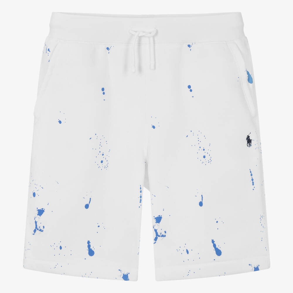 Ralph Lauren-Teen Boys White Cotton Paint Shorts | Childrensalon Outlet