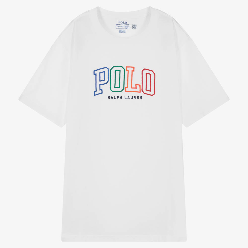 Polo Ralph Lauren - Teen Boys White Cotton Polo Logo T-Shirt | Childrensalon