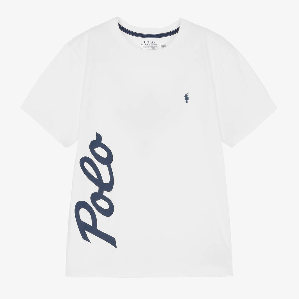 Ralph Lauren - T-shirt blanc Polo en coton ado garçon | Childrensalon