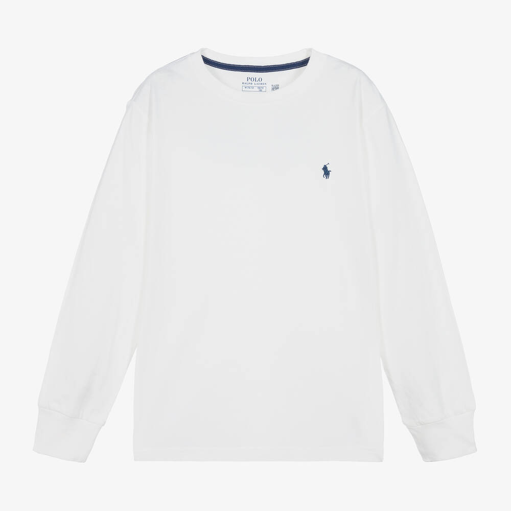 Ralph Lauren - Teen Boys White Cotton Top | Childrensalon