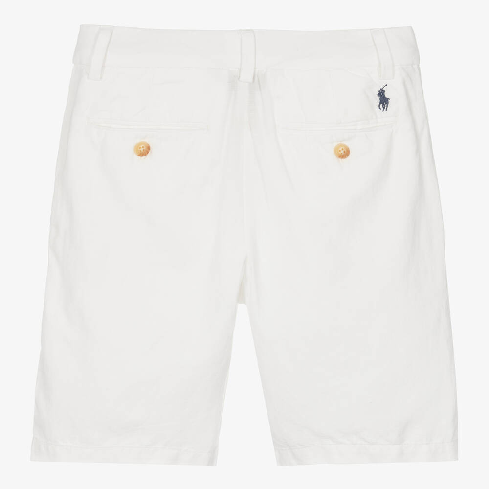 Ralph Lauren Teen Boys White Linen Cotton Shorts