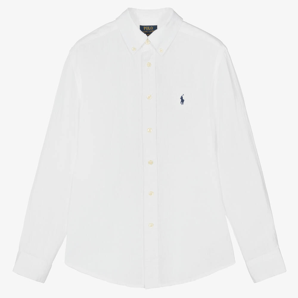 Teen Boys White Linen Shirt