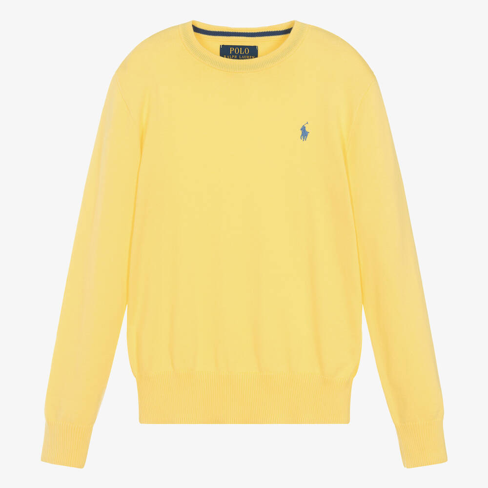 Ralph Lauren-Teen Boys Yellow Cotton Knit Sweater | Childrensalon Outlet