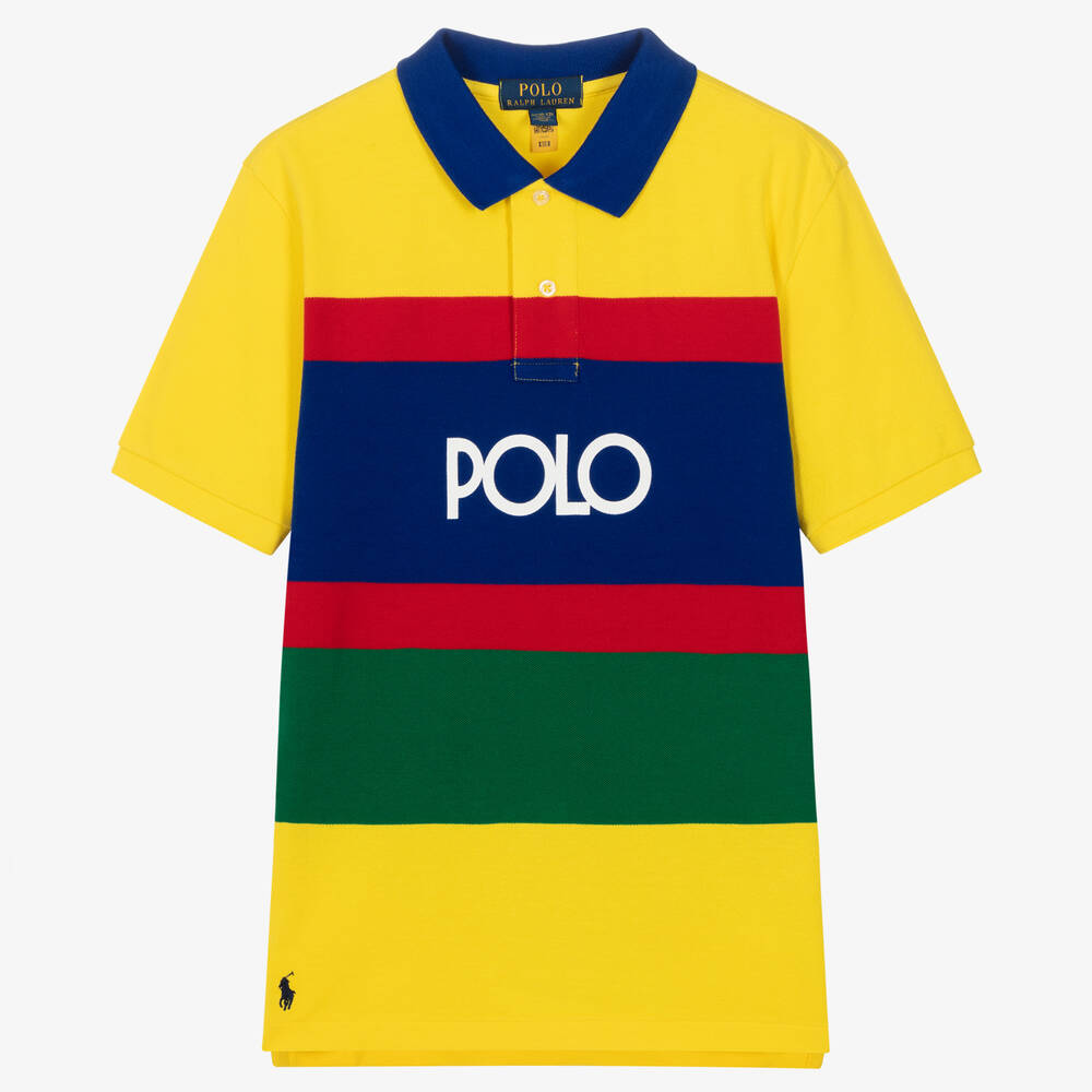 Ralph Lauren - Gelbes gestreiftes Teen Poloshirt | Childrensalon