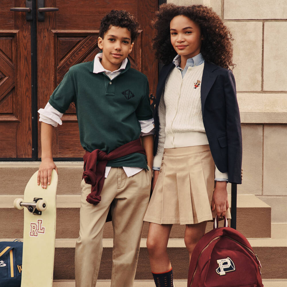 Ralph Lauren-Teen Girls Beige Cotton Pleated Skirt | Childrensalon Outlet