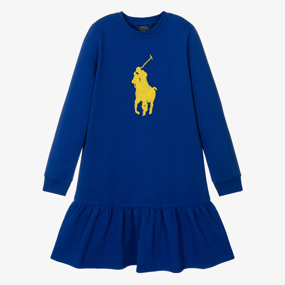 Ralph Lauren Robe sweat bleue Big Pony ado Childrensalon Outlet