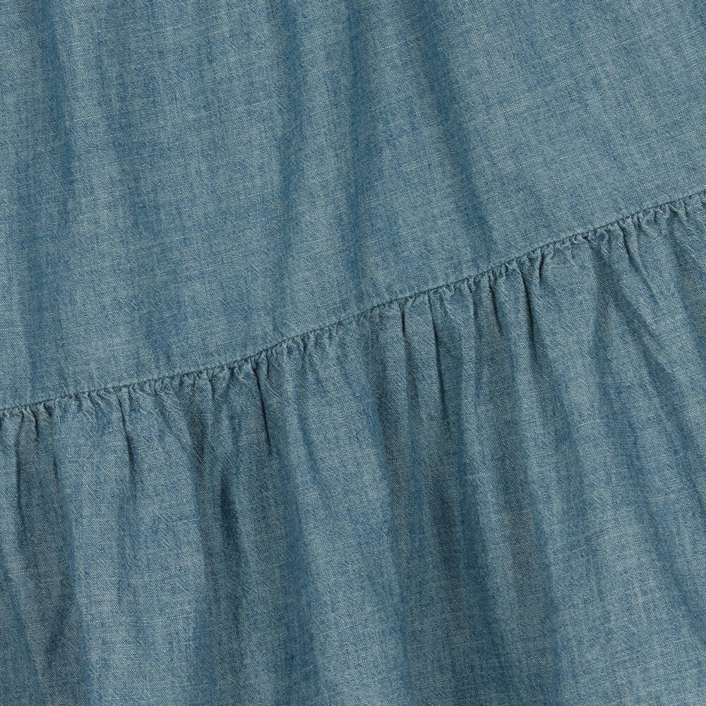 Ralph Lauren-فستان قميص قطن شامبري لون أزرق تينز بناتي | Childrensalon Outlet