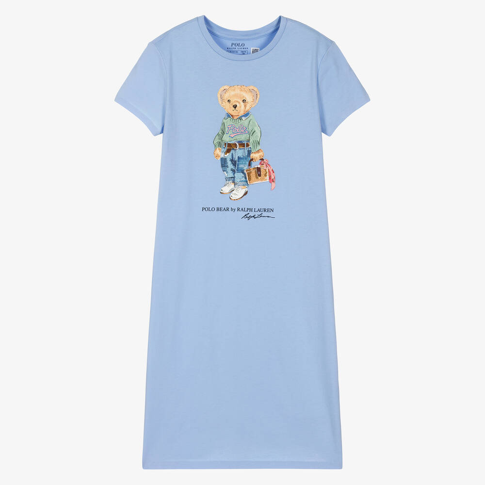 Polo Ralph Lauren - Голубое хлопковое платье для девочек-подростков | Childrensalon