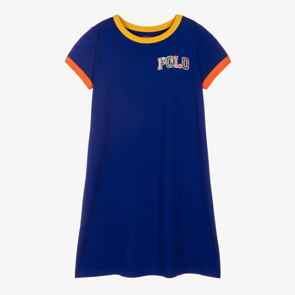 Polo Ralph Lauren - فستان تينز قطن لون أزرق | Childrensalon