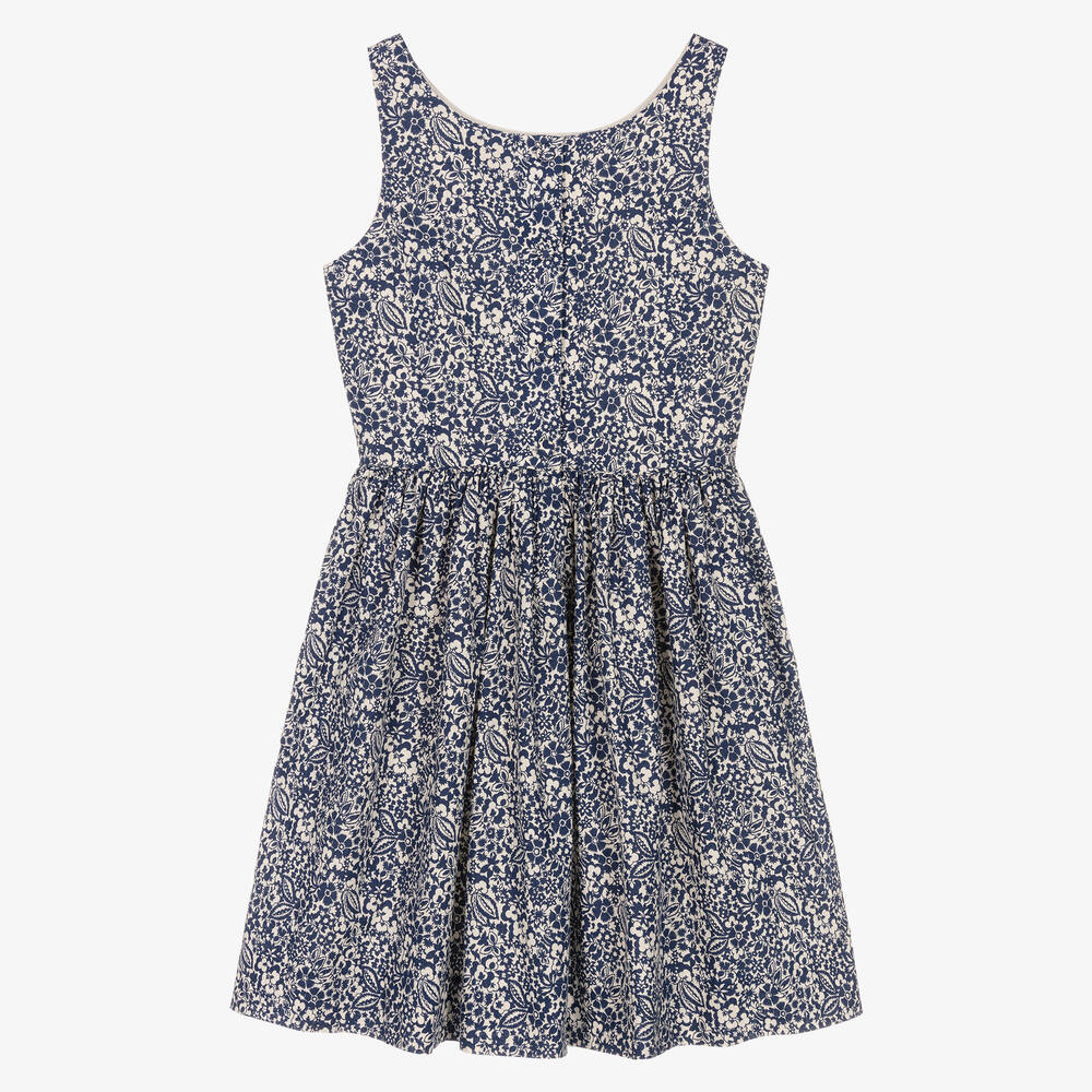 رالف لورين-فستان تينز بناتي قطن لون كحلي بطبعة ورود | Childrensalon Outlet