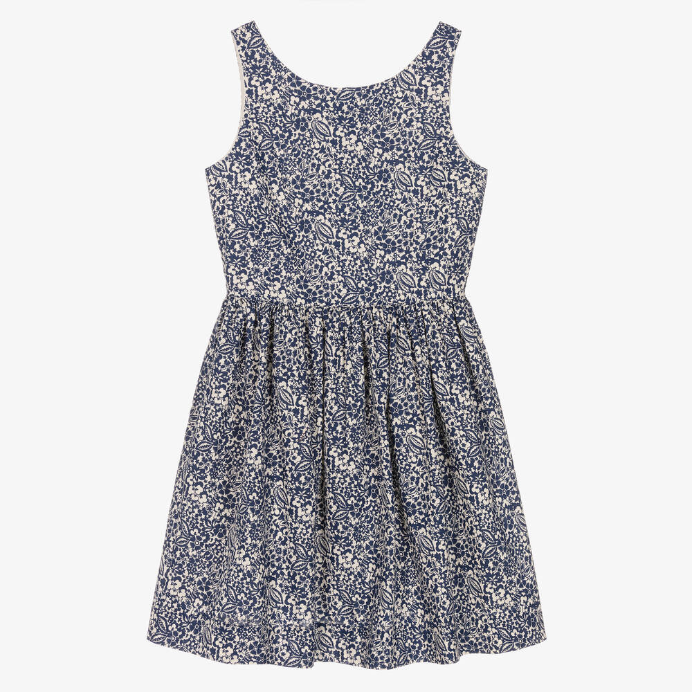 Ralph Lauren - Teen Girls Blue Floral Cotton Dress | Childrensalon