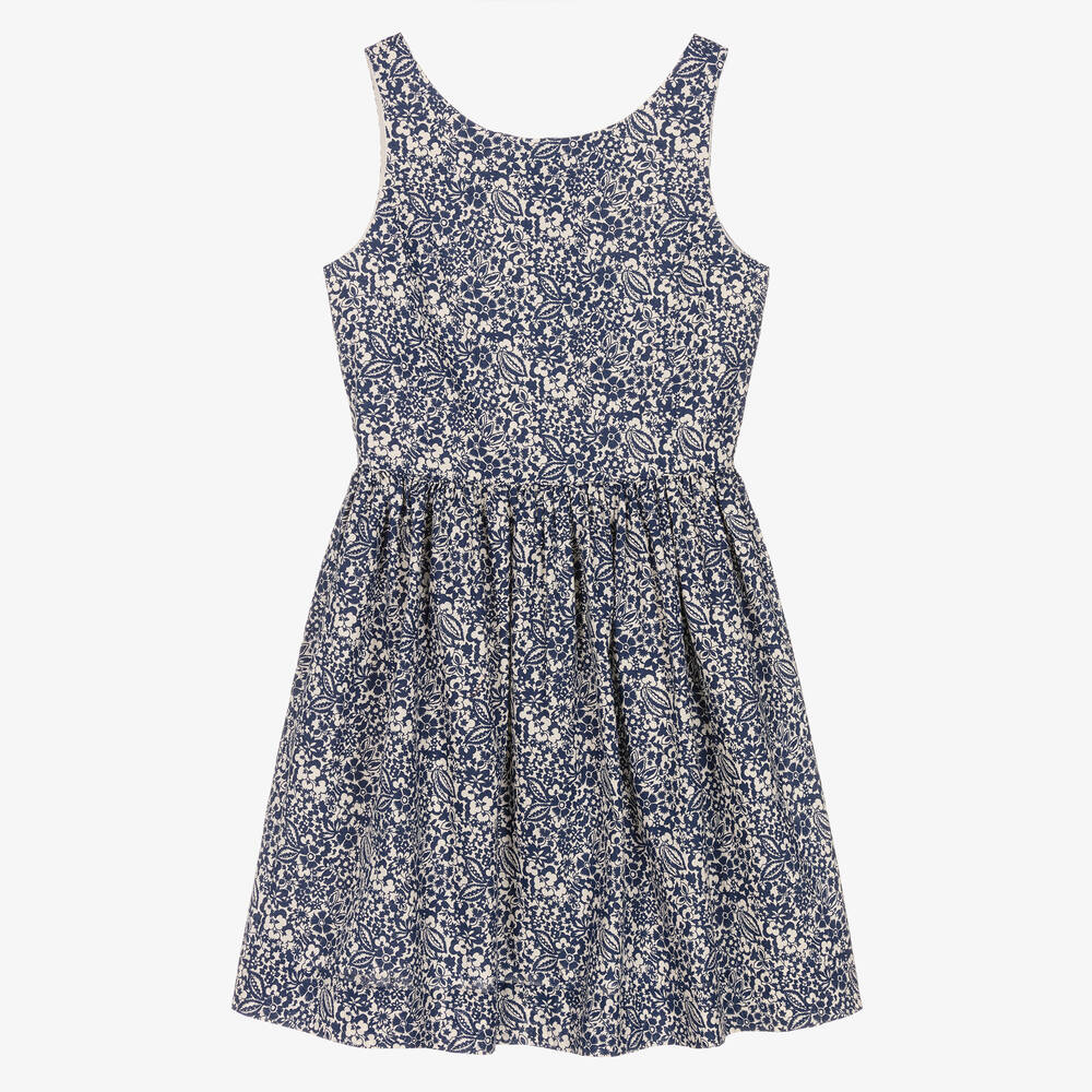 Ralph Lauren - Blau geblümtes Teen Baumwollkleid | Childrensalon