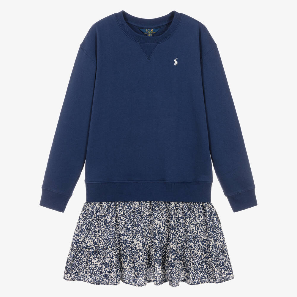 Ralph Lauren - Robe bleue en coton à fleurs ado | Childrensalon
