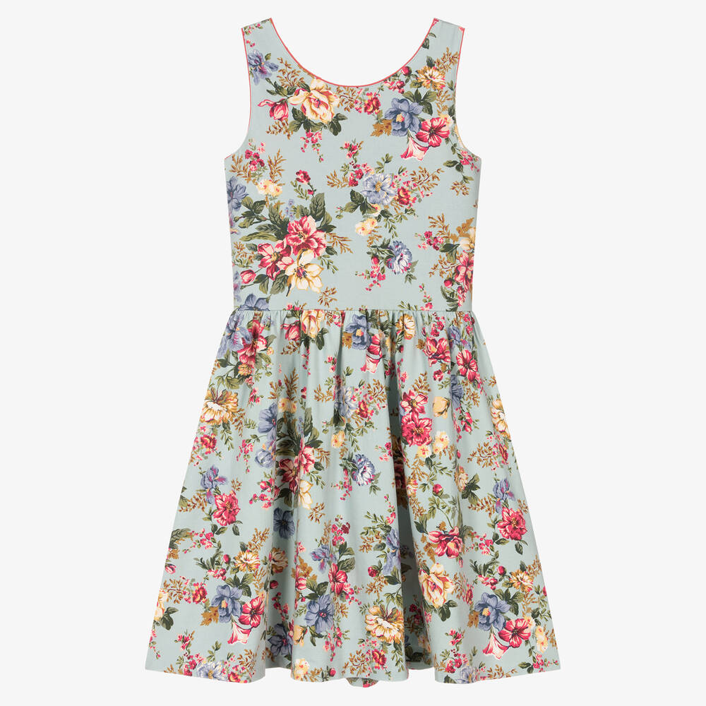 Polo Ralph Lauren - Blaues Teen Kleid mit Blumenmuster (M) | Childrensalon