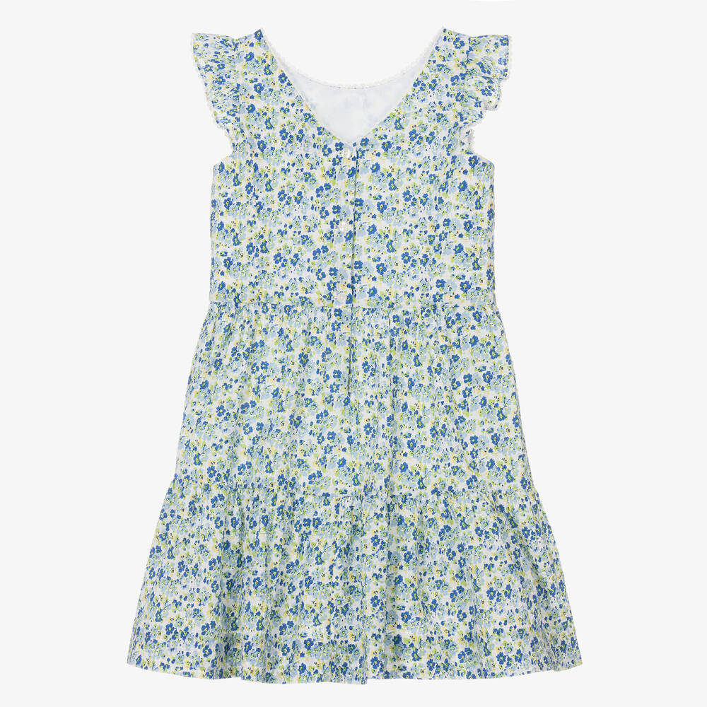 Ralph Lauren-Teen Girls Blue Floral Print Cotton Dress | Childrensalon Outlet
