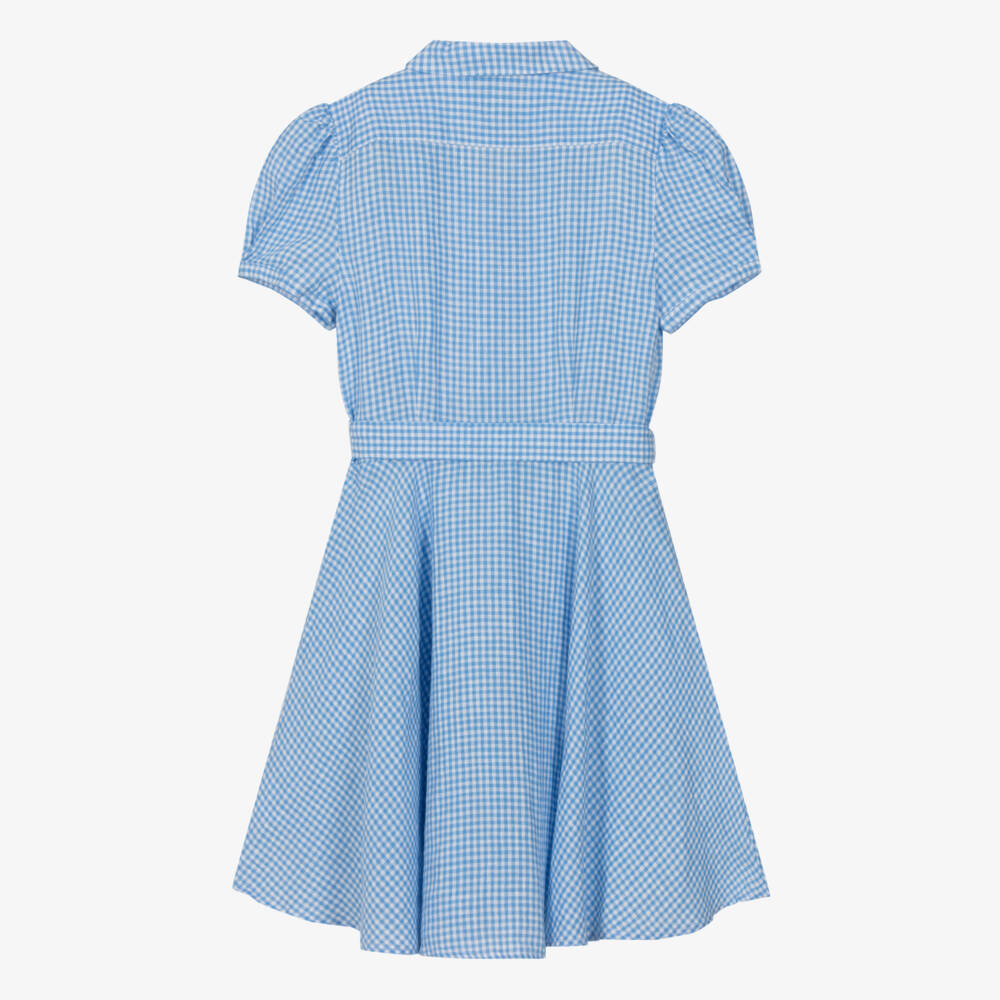 Ralph Lauren-Teen Girls Blue Gingham Linen Dress | Childrensalon Outlet
