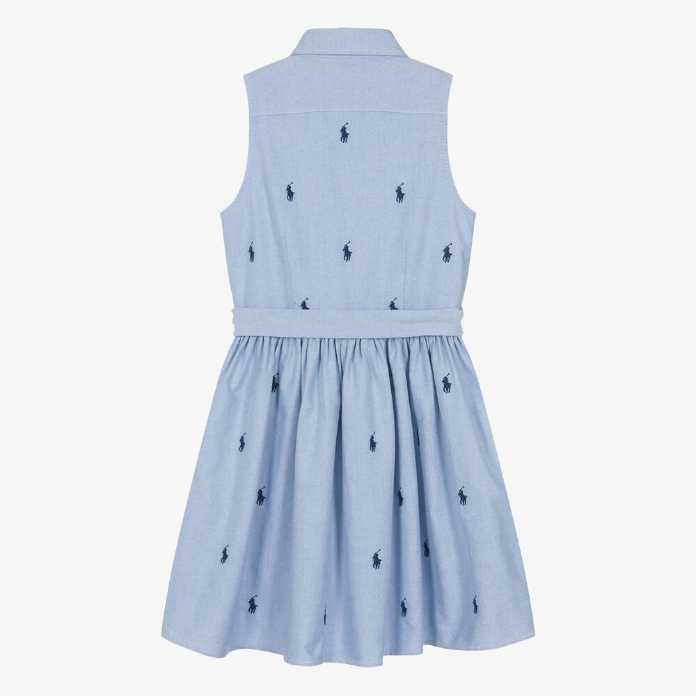 Ralph Lauren-Teen Girls Blue Oxford Cotton Shirt Dress | Childrensalon Outlet