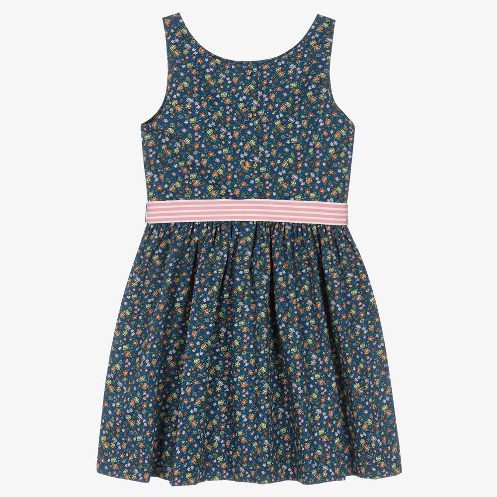 Ralph Lauren-Teen Girls Blue & Pink Floral Cotton Dress | Childrensalon Outlet