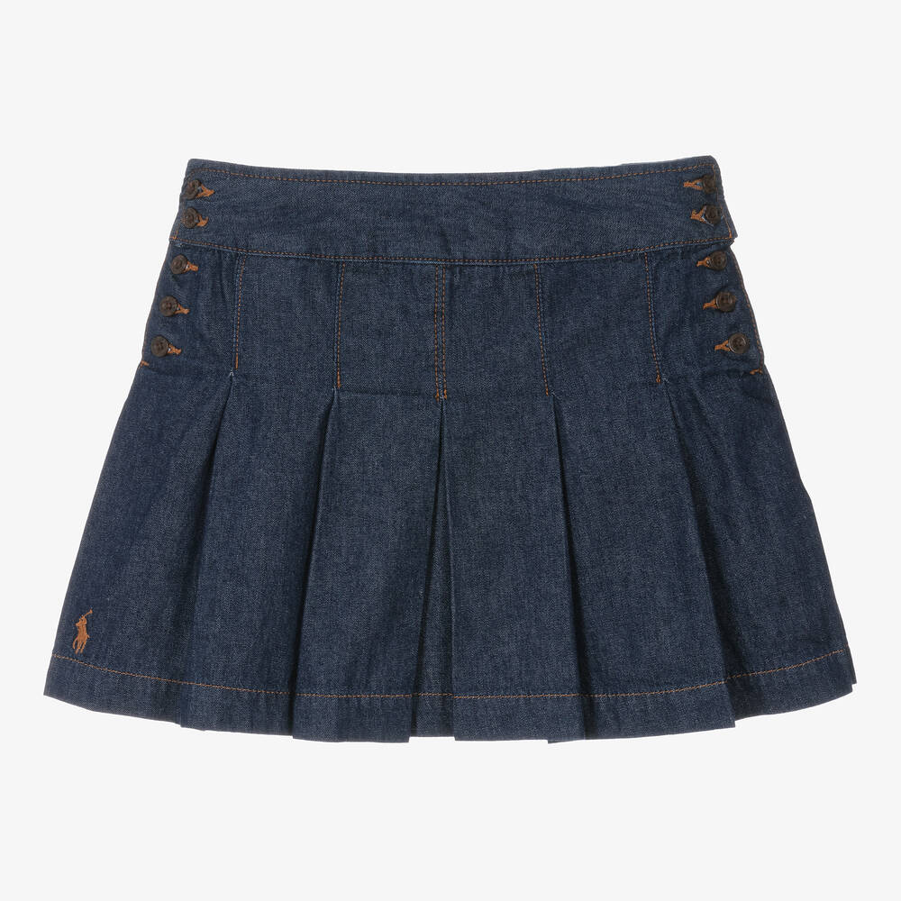 Ralph Lauren - Синяя плиссированная джинсовая юбка | Childrensalon