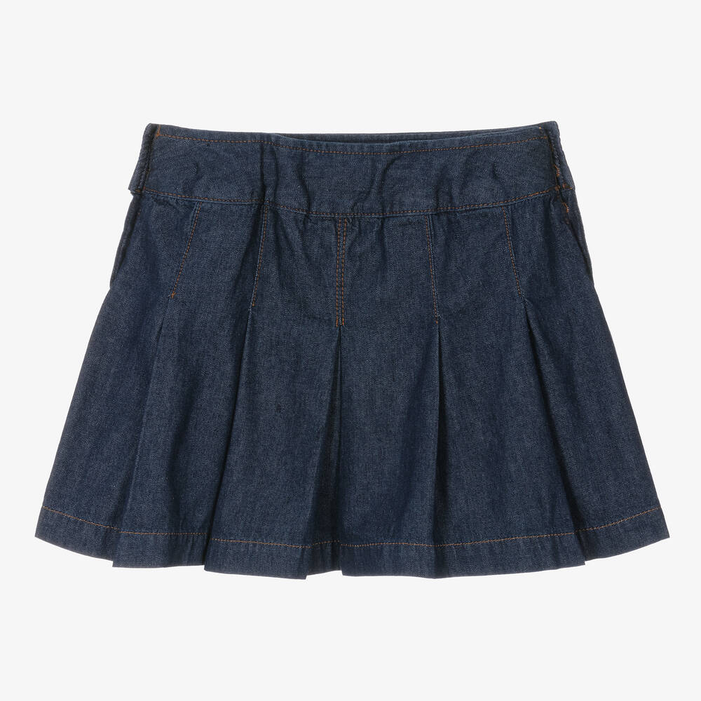 Ralph Lauren Teen Girls Blue Pleated Denim Skirt