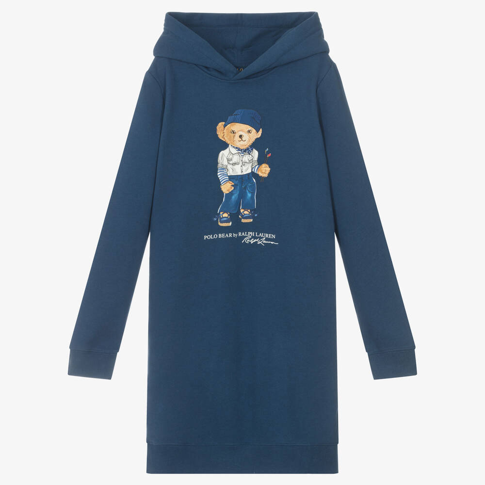 Polo Ralph Lauren - Robe bleue à capuche Polo Bear ado | Childrensalon