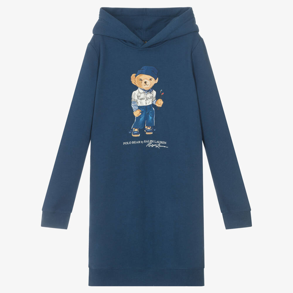 Polo Ralph Lauren - Teen Girls Blue Polo Bear Hoodie Dress | Childrensalon