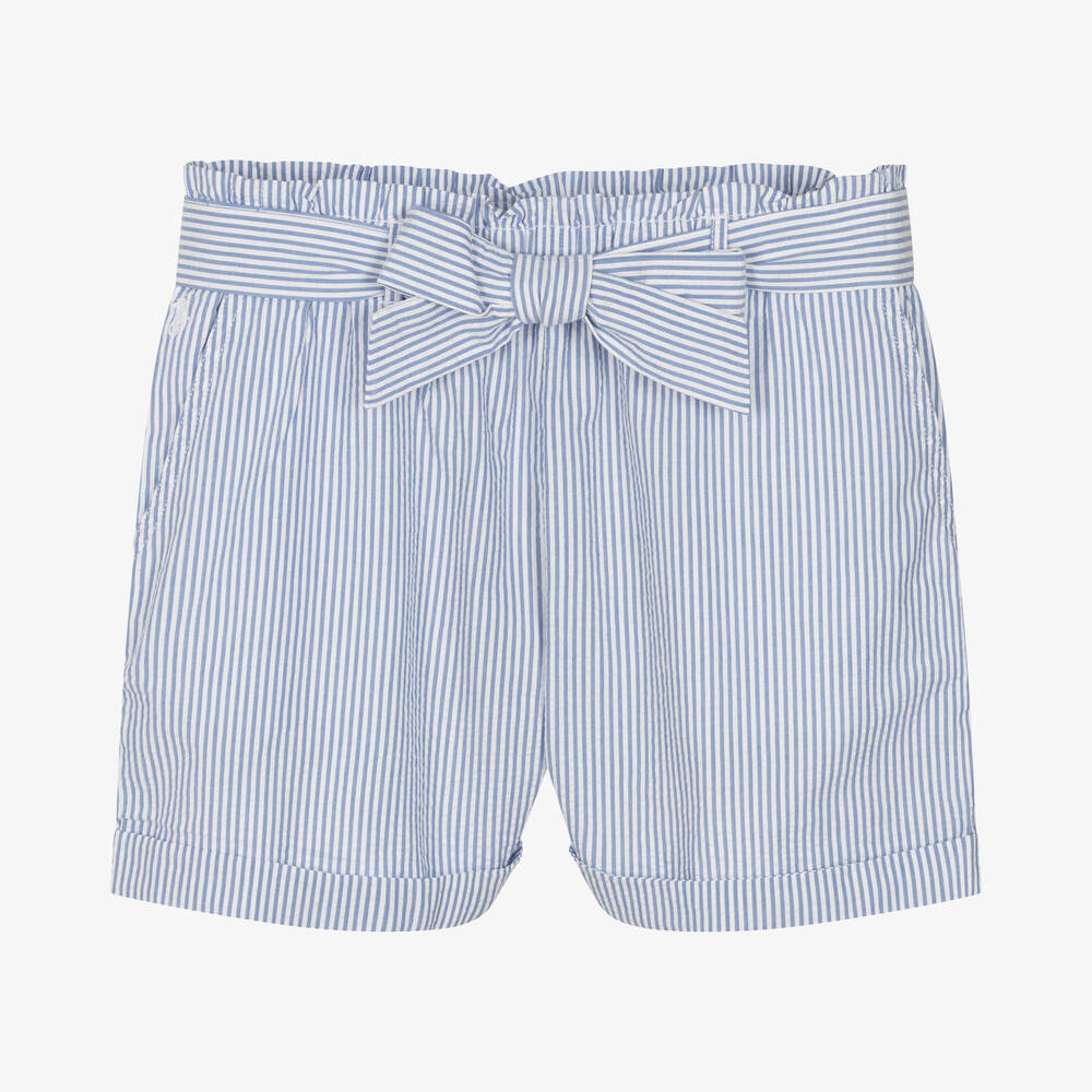 Ralph Lauren - Blau gestreifte Teen Baumwollshorts | Childrensalon