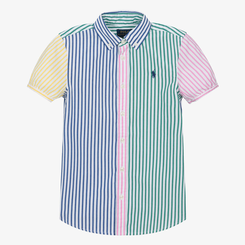 Ralph Lauren-Teen Girls Blue Striped Cotton Poplin Blouse | Childrensalon Outlet