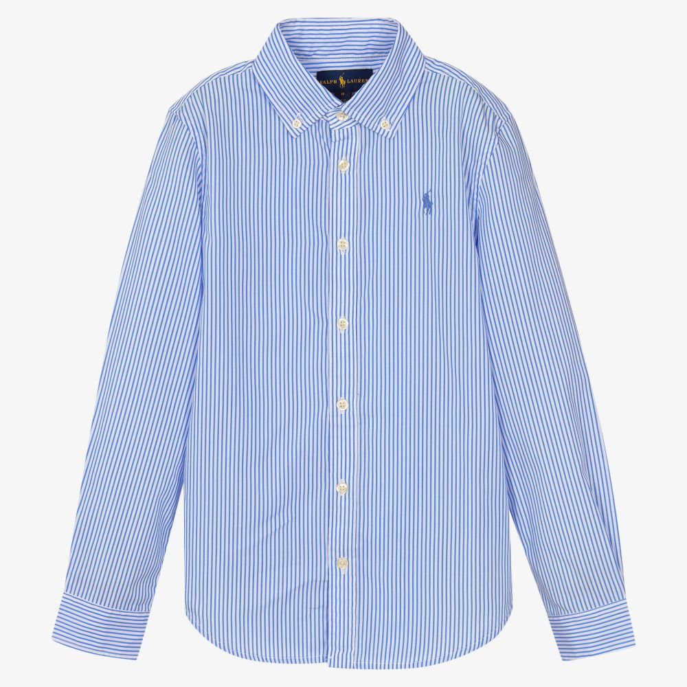 Ralph Lauren - Голубая рубашка в полоску для девочек-подростков | Childrensalon
