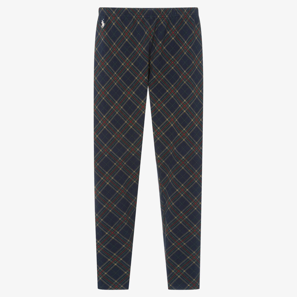 Ralph Lauren - Teen Girls Blue Tartan Cotton Leggings | Childrensalon