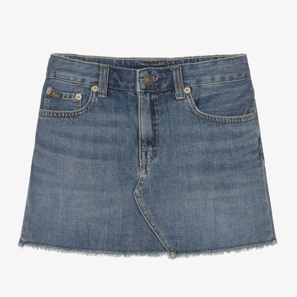 Ralph Lauren - Teen Girls Blue Washed Cotton Denim Skirt | Childrensalon