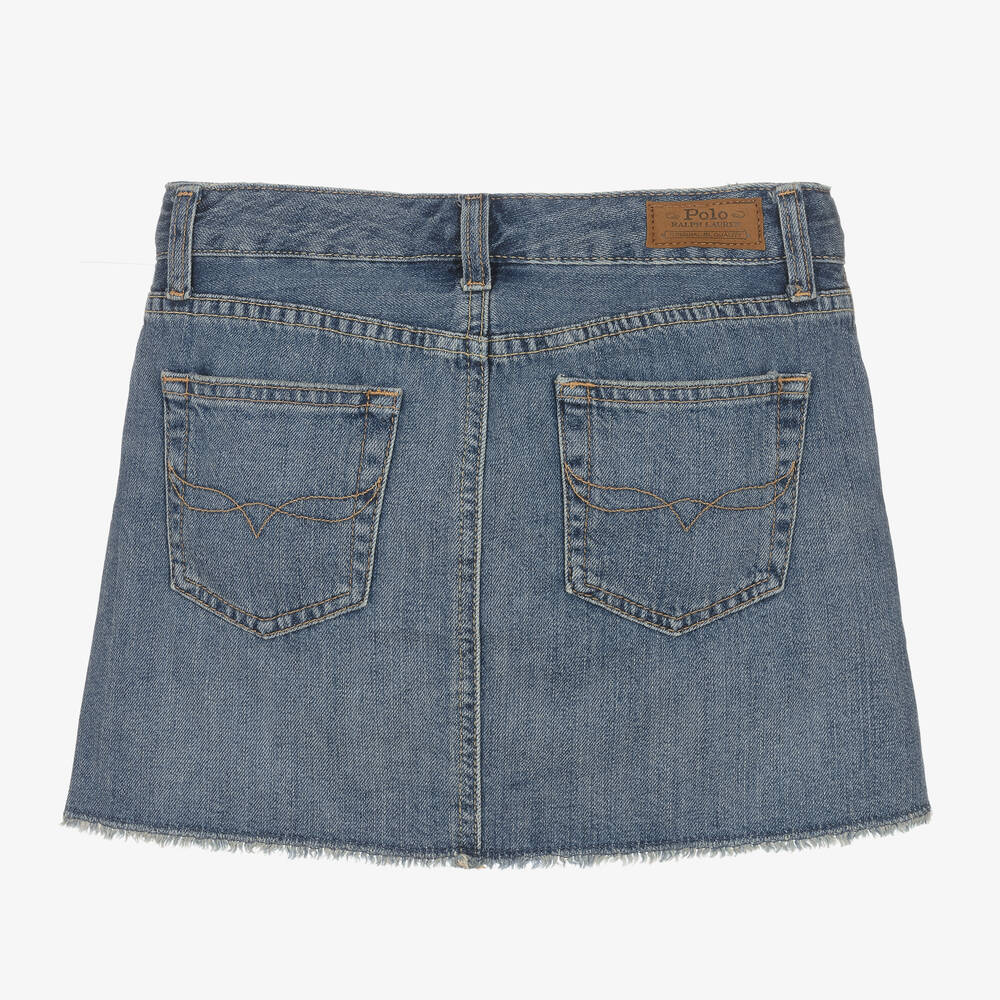 Ralph Lauren-Teen Girls Blue Washed Cotton Denim Skirt | Childrensalon Outlet