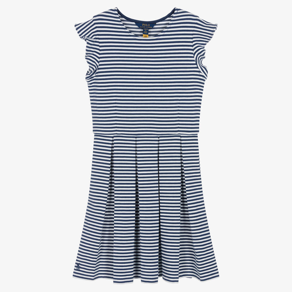Ralph Lauren - Teen Girls Blue & White Stripe Dress | Childrensalon