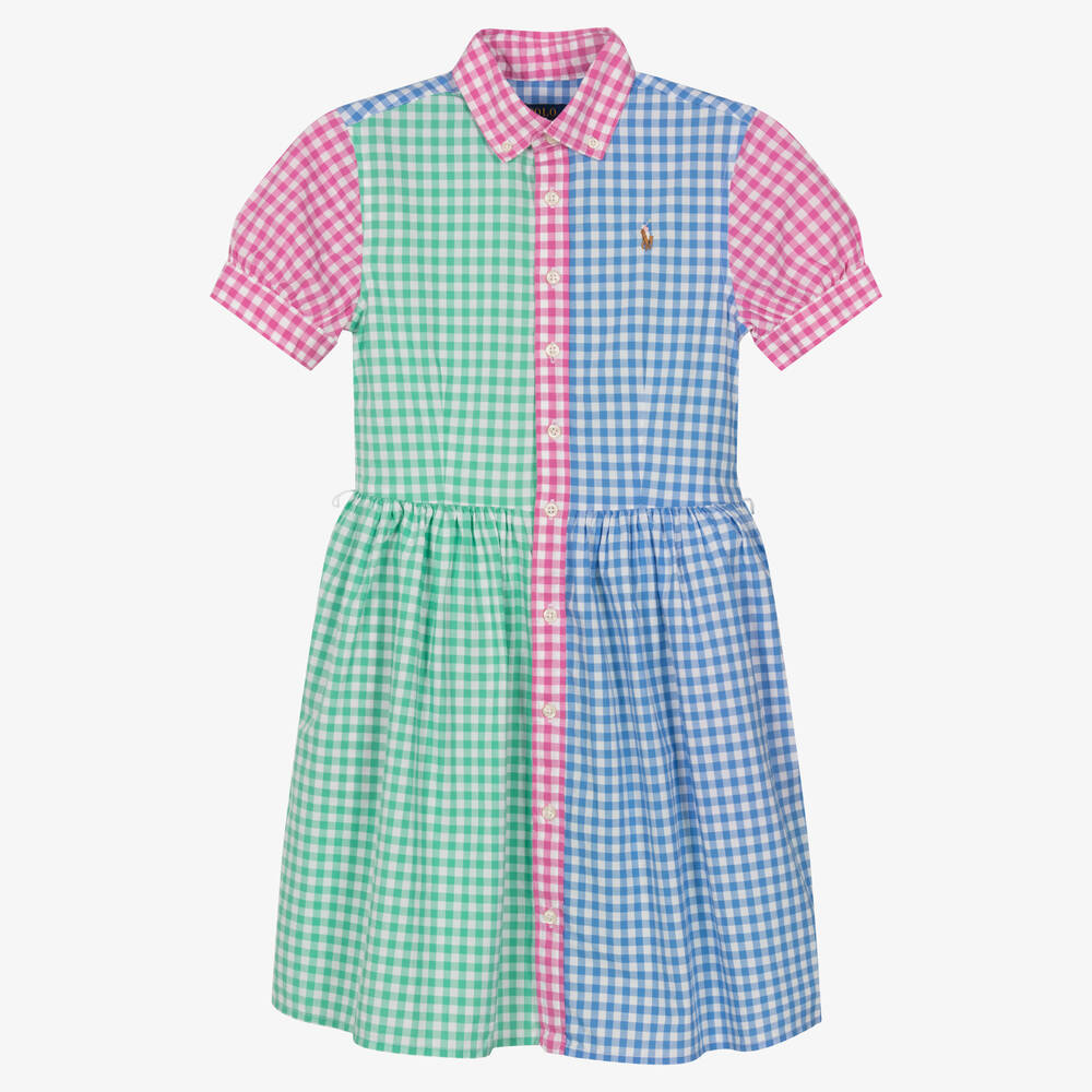Ralph Lauren-Teen Girls Gingham Colourblock Shirt Dress | Childrensalon Outlet